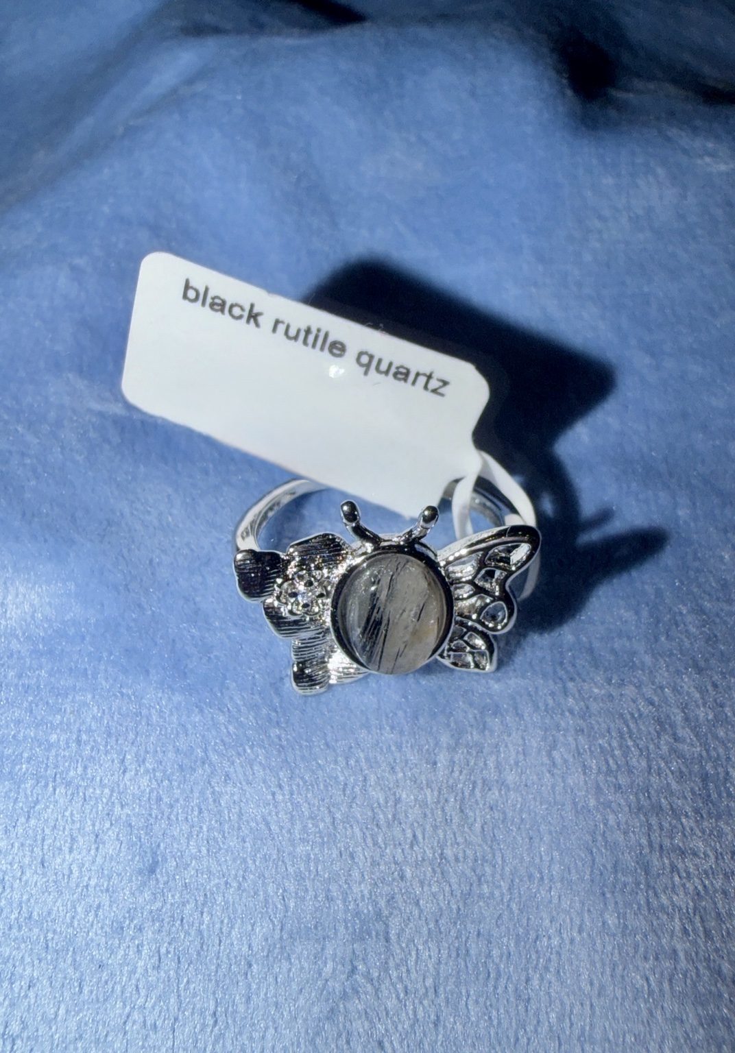 Black Rutilated Quartz Butterfly Ring
