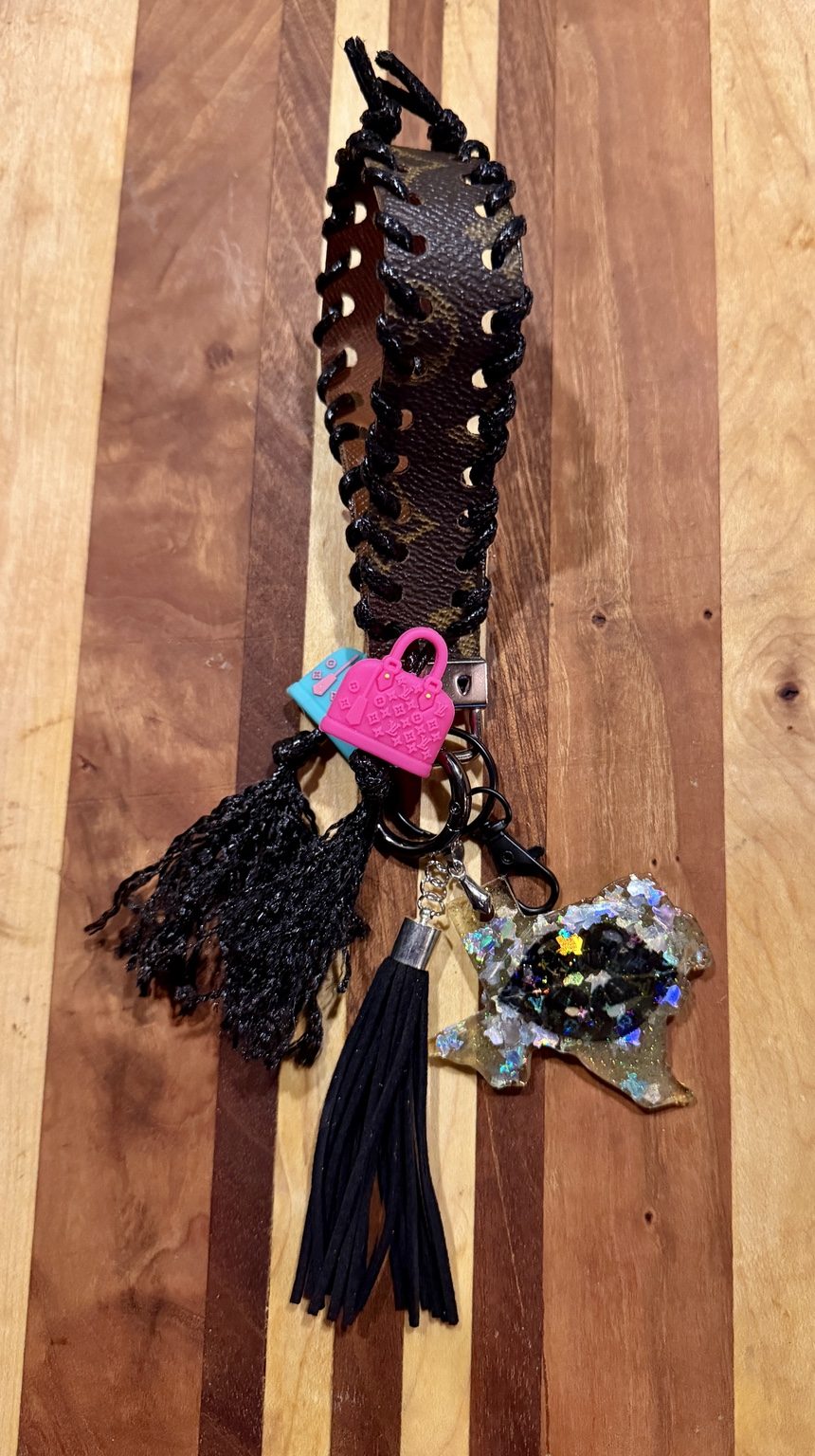Midnight Glam Up-Cycled Luxury Phone Wristlet photo 1