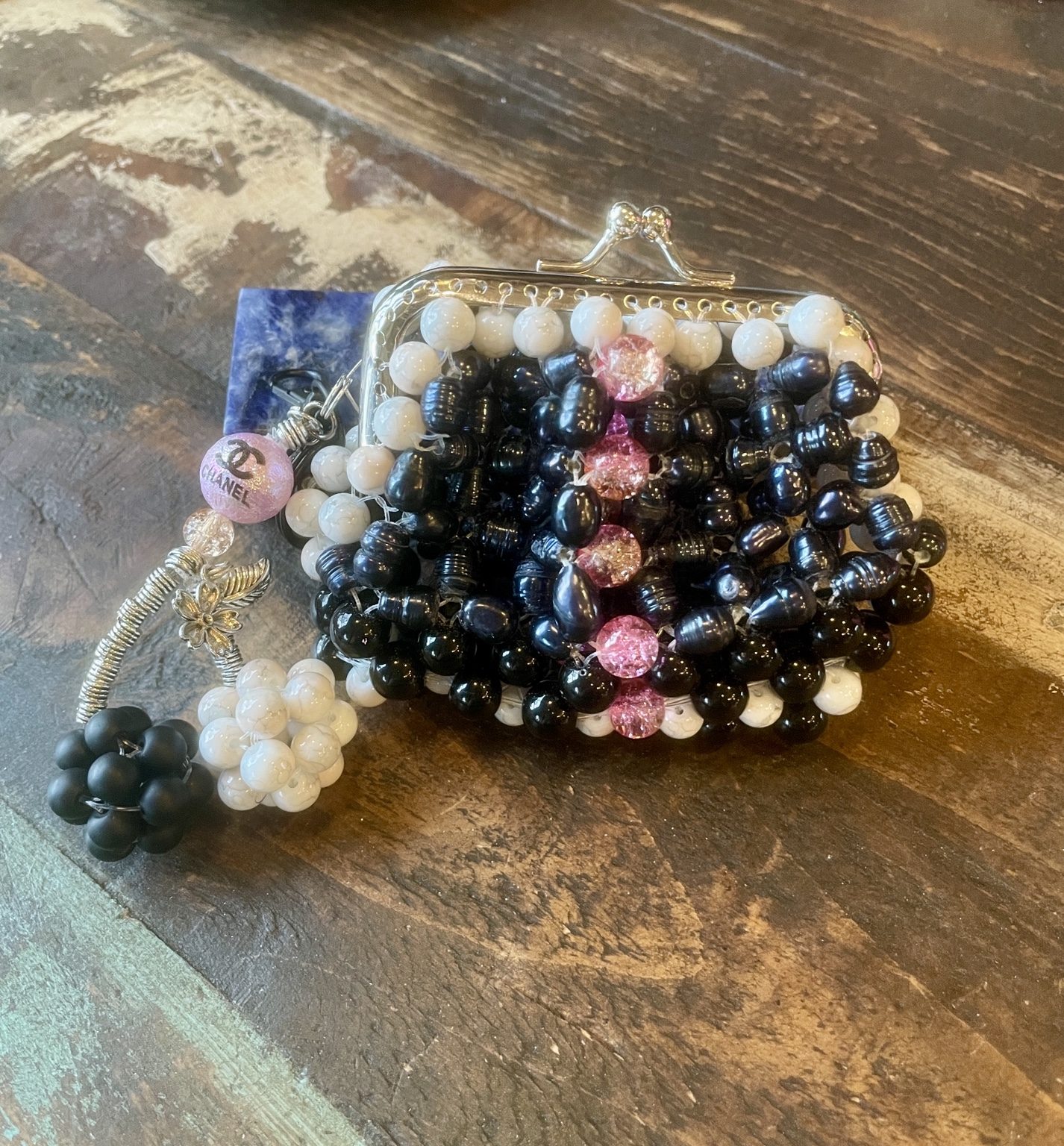 Midnight Pearl Beaded Coin Bag