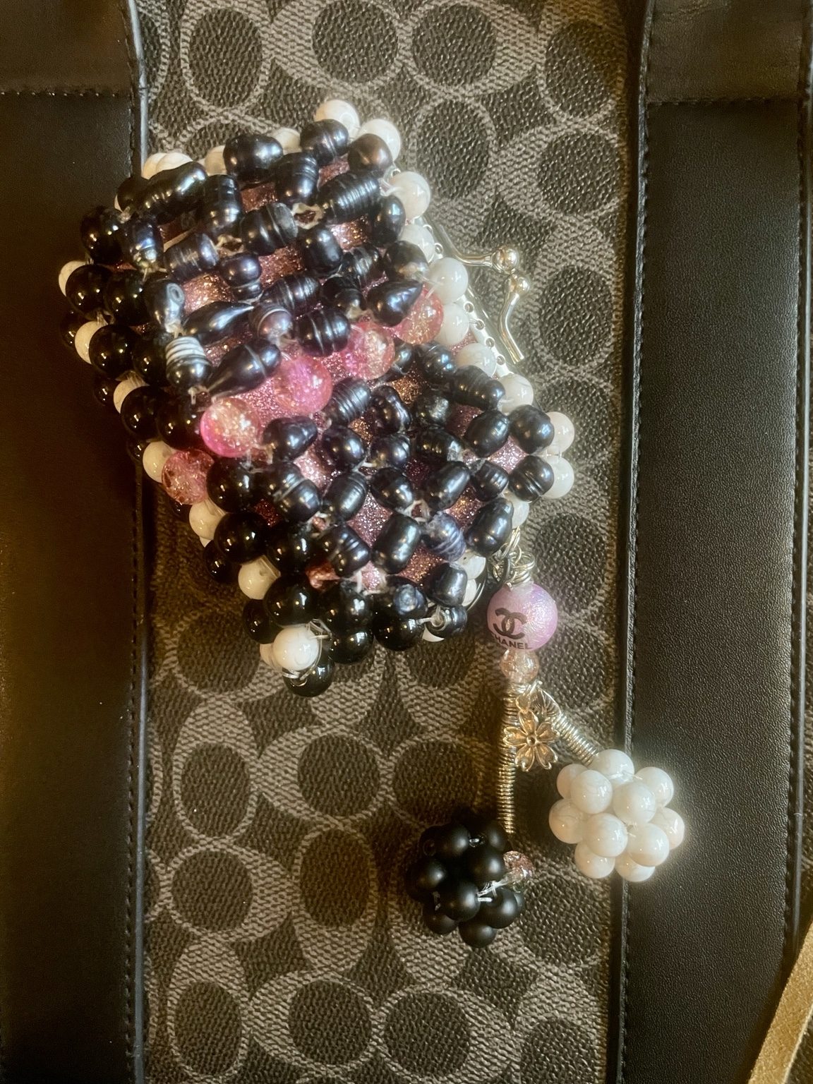 Midnight Pearl Beaded Coin Bag