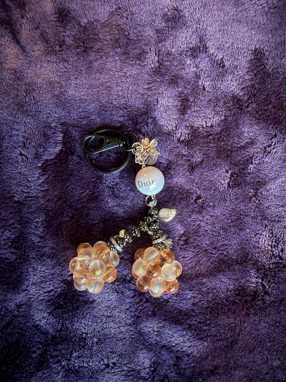 $6 Keychain #5 — Peach Beaded Berry Keychain