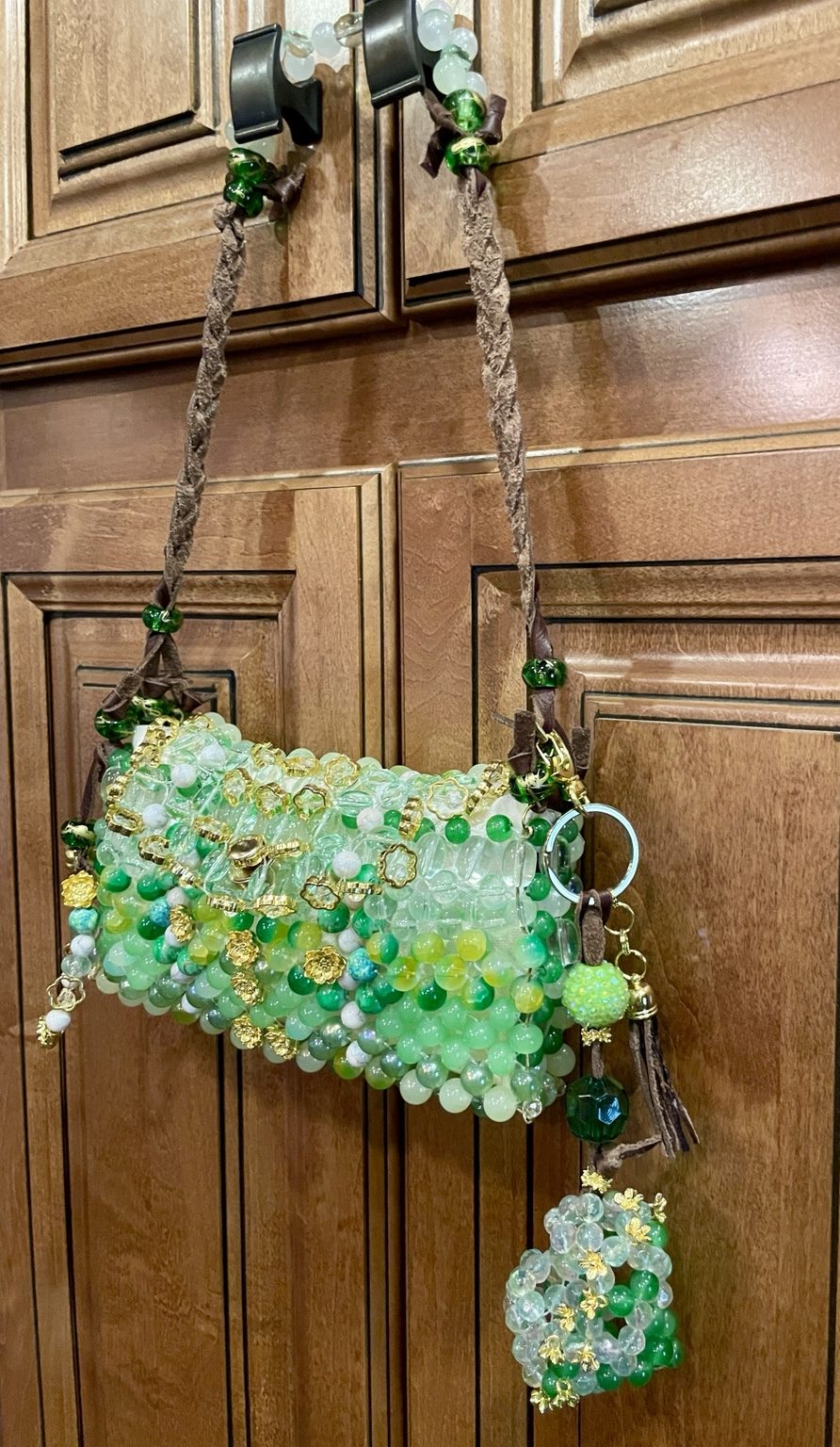 Emerald Meadow Glass Beaded Bag view 2