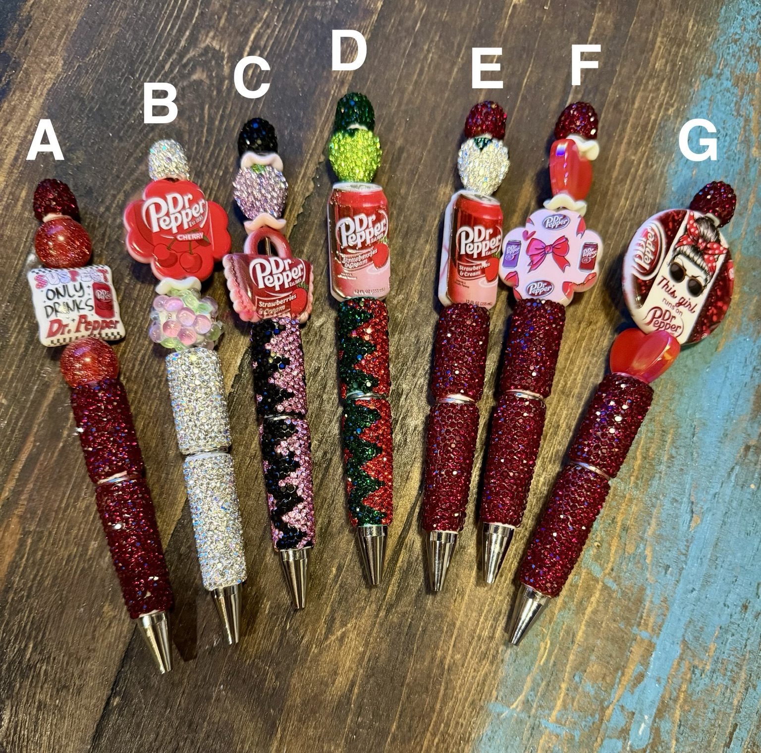 Dr Pepper Bling Pens A through G