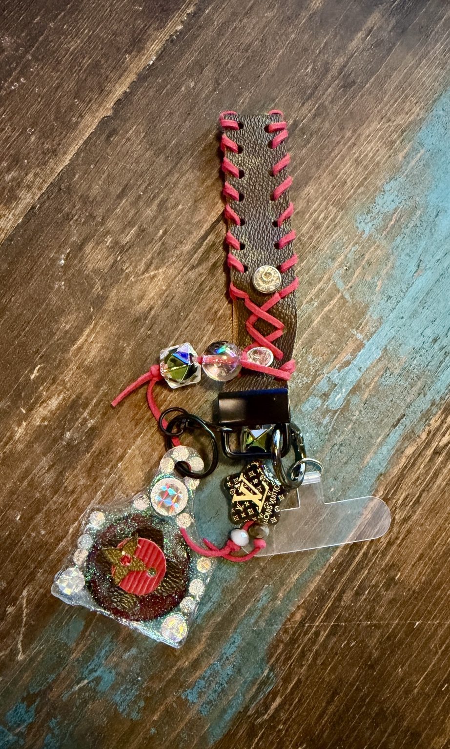 Crimson Pop Up-Cycled Luxury Wristlet Keychain