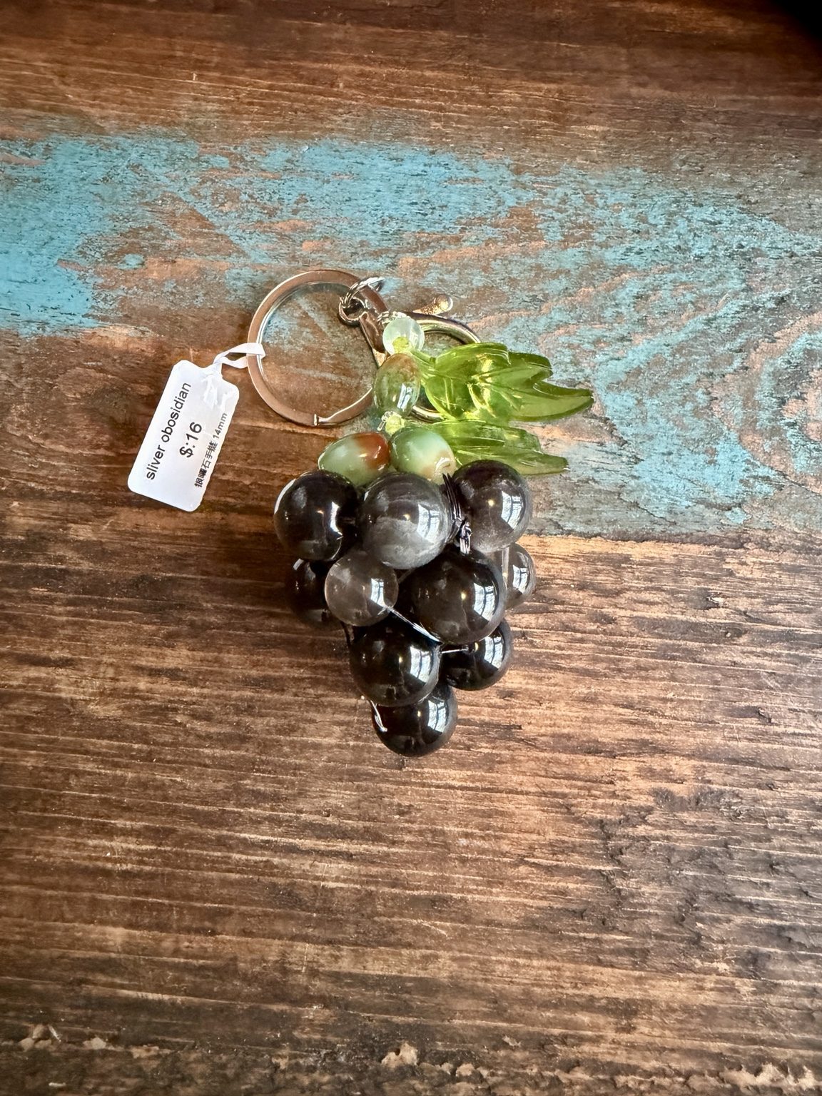 $10 Keychain #5 — Silver Obsidian Grape Keychain