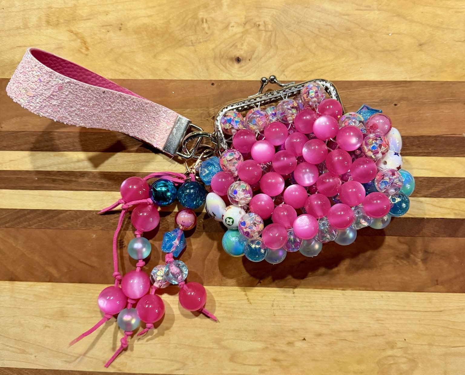Pink Pop Acrylic Beaded Coin Bag photo 1