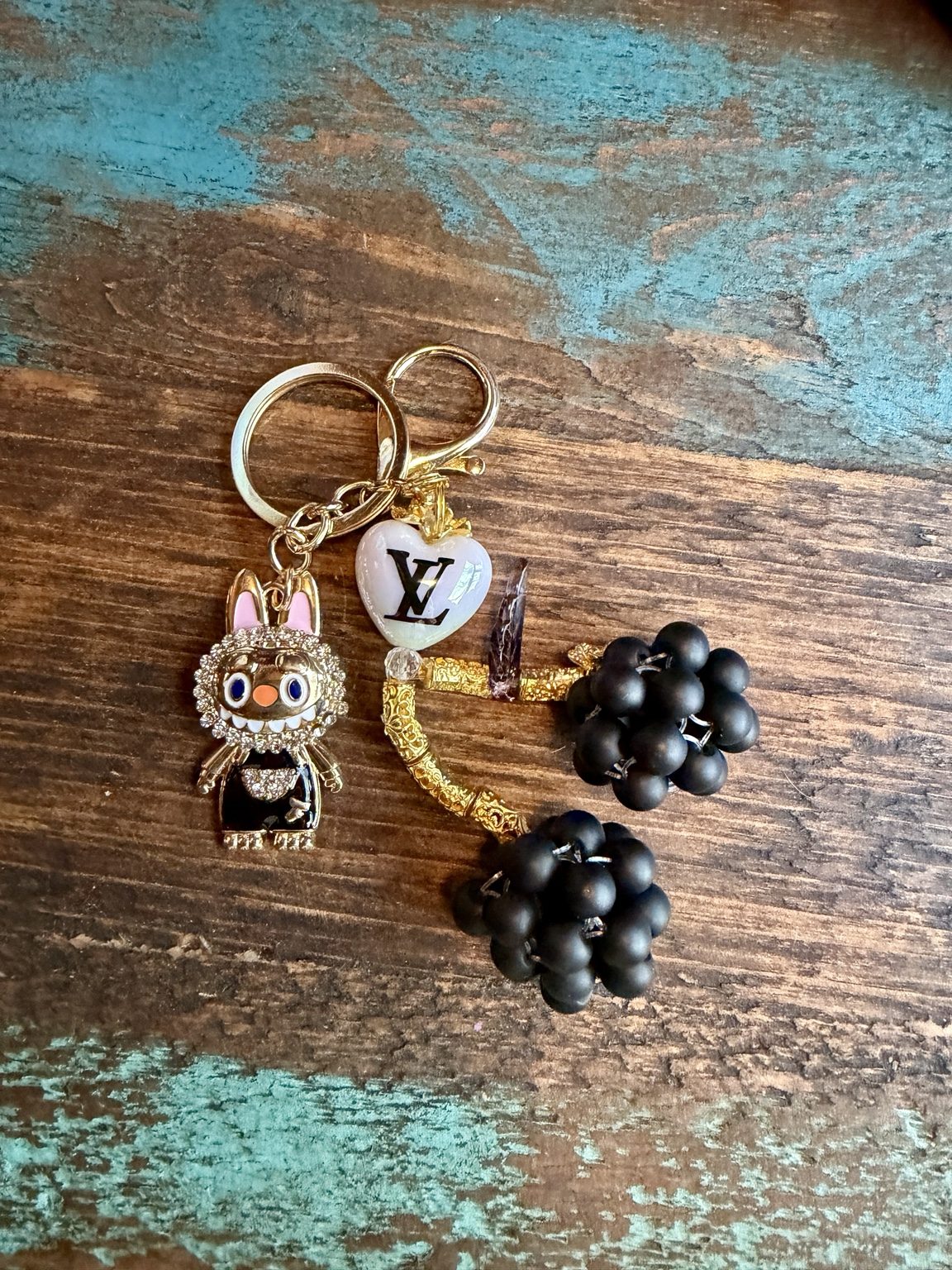 $6 Keychain #1 — Black & Gold Charm Keychain