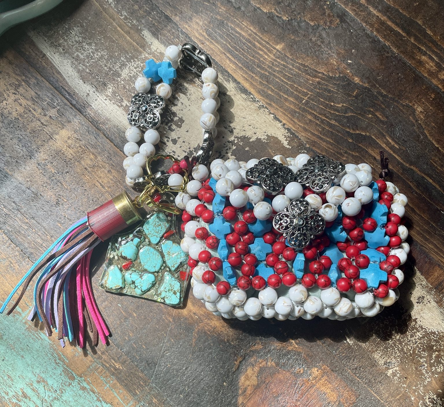 Red Rock Turquoise Beaded Bag view 3