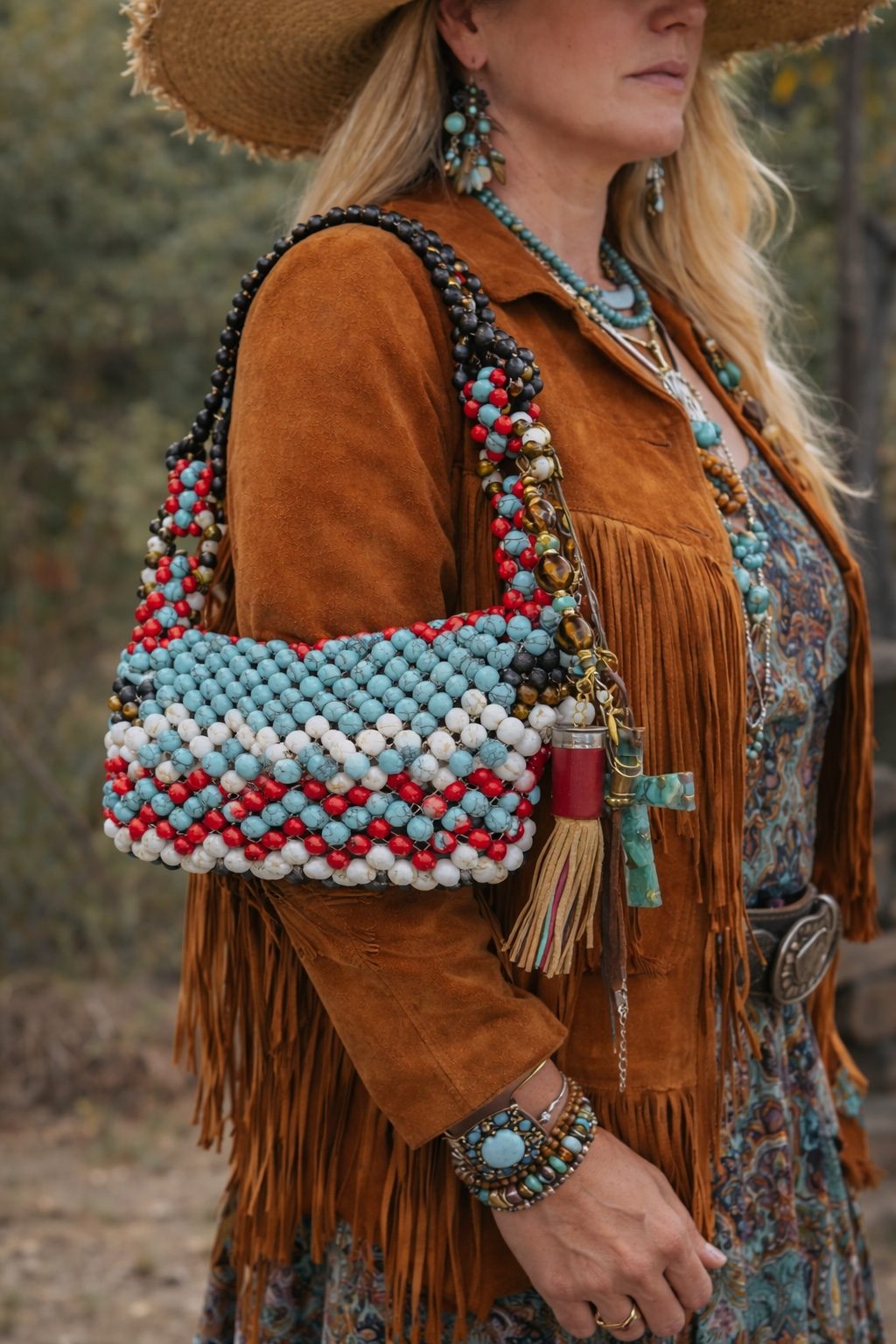 Western Turquoise Trail Beaded Bag view 4