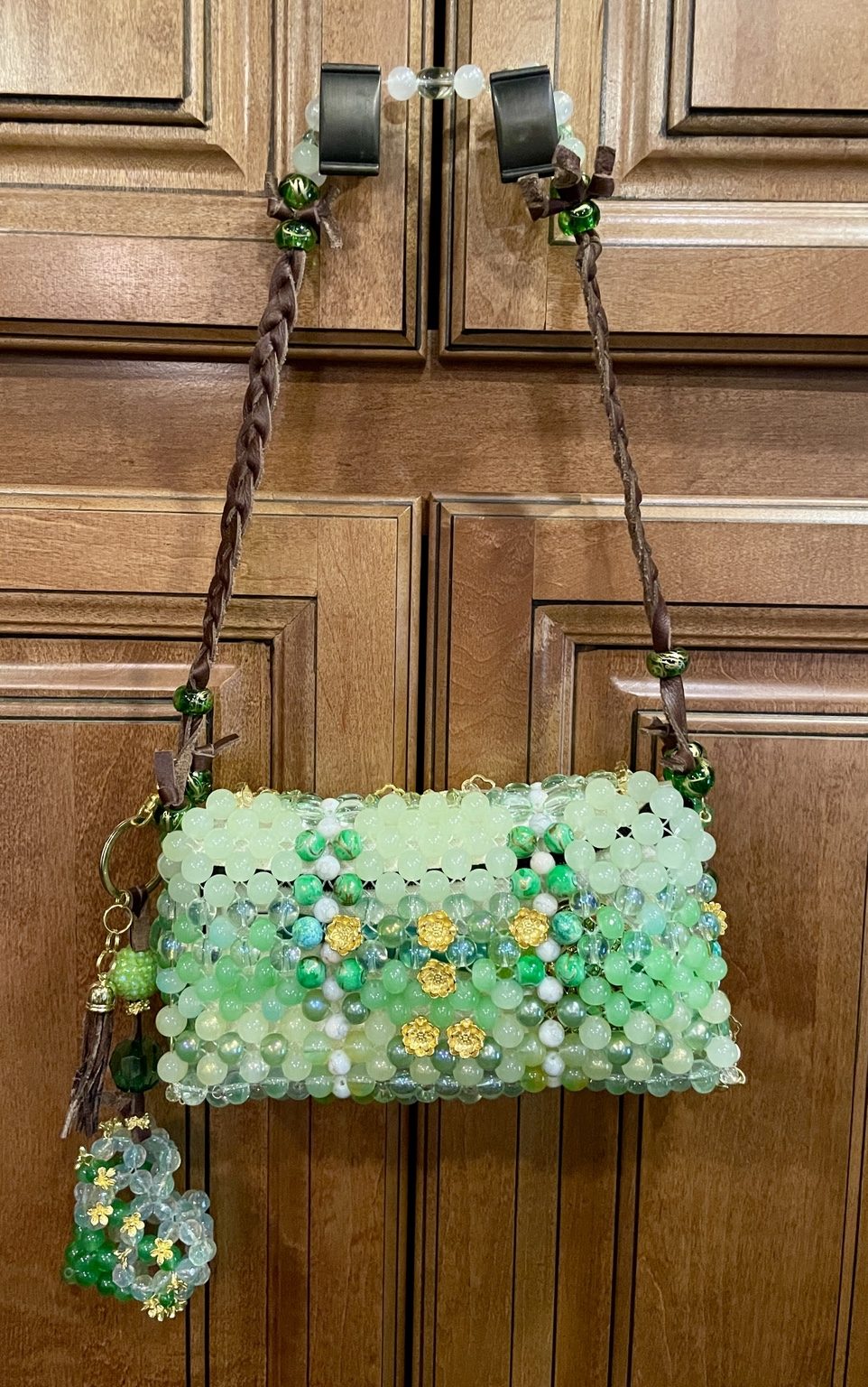 Emerald Meadow Glass Beaded Bag view 4