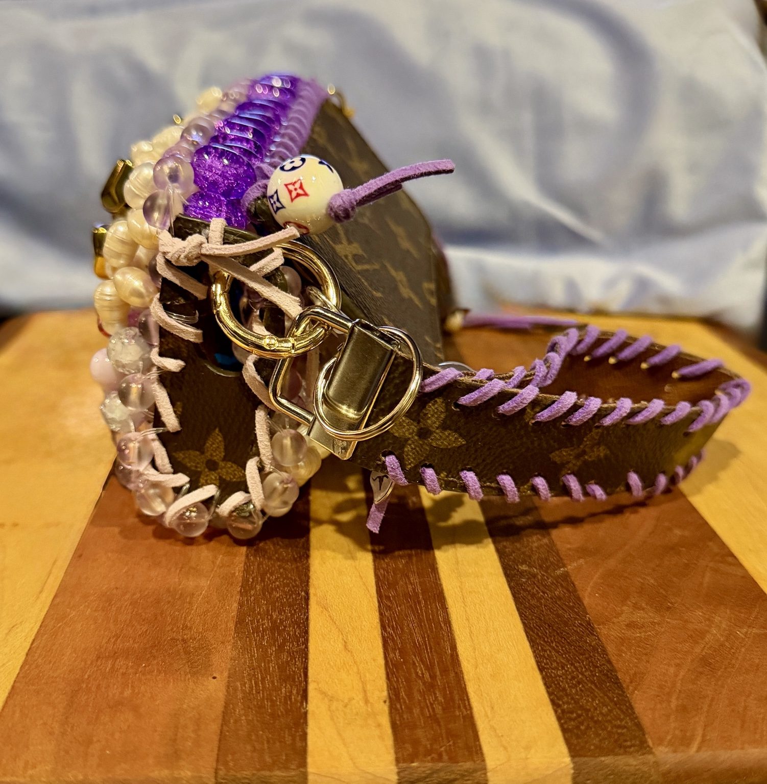 Purple Pearl Up-Cycled Luxury Coin Purse photo 4