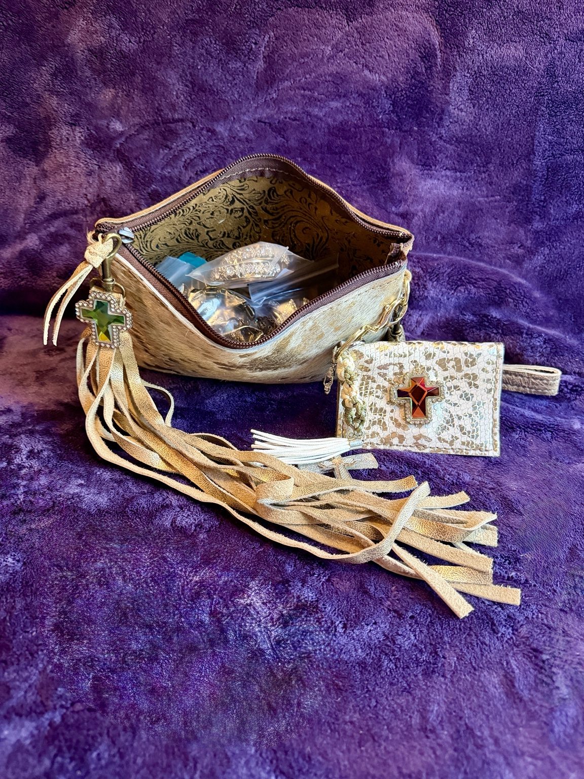 Golden Cross Mystery Collection bag and coordinating wallet
