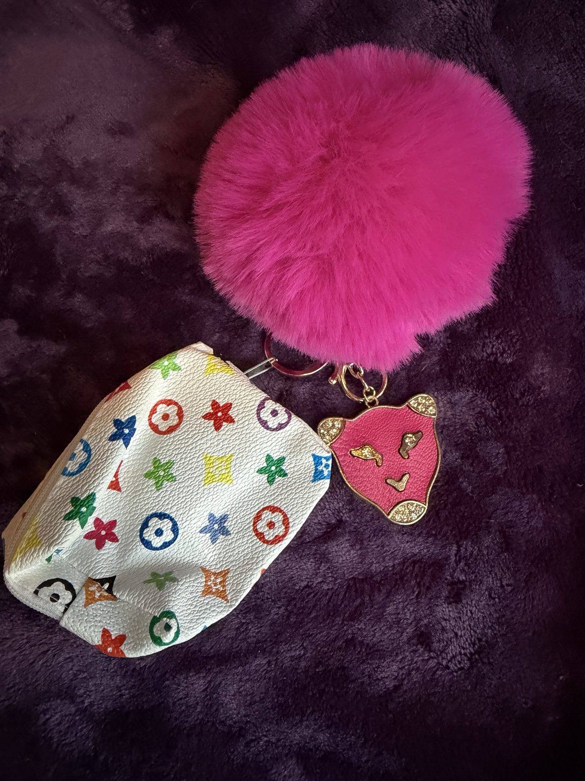 $6 Keychain #8 — Pink Pom Pouch Keychain