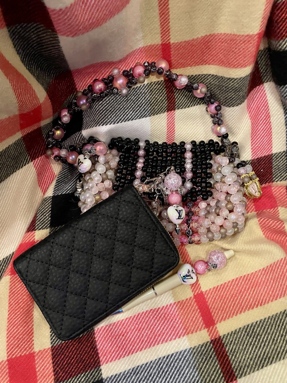 Pink Noir Beaded Shoulder Bag view 5