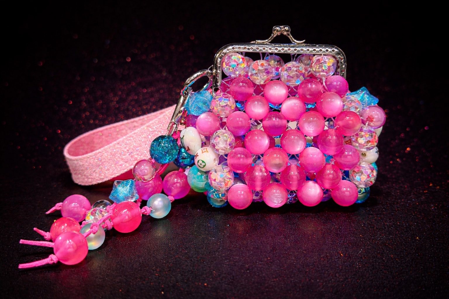 Pink Pop Acrylic Beaded Coin Bag photo 4