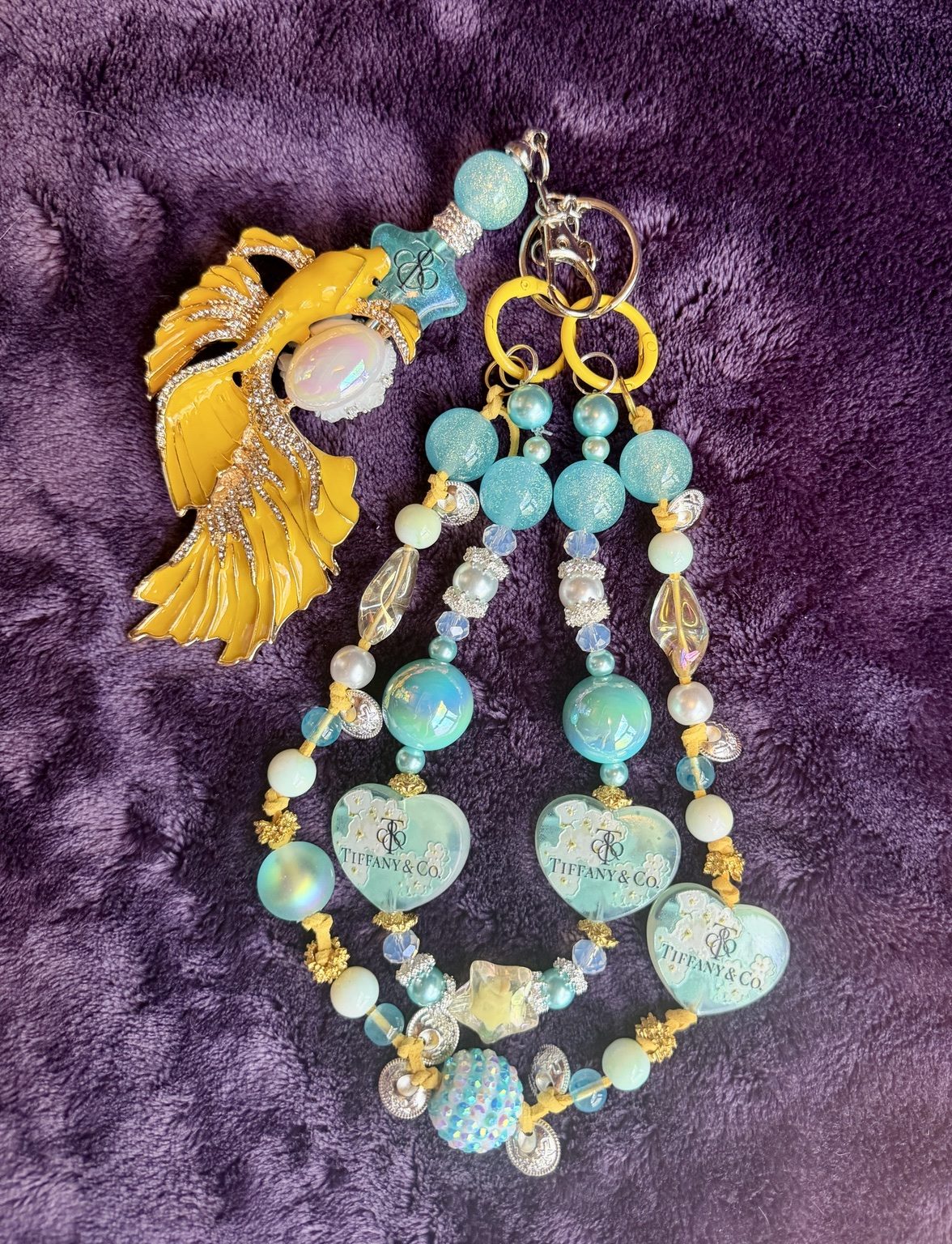 $10 Keychain #2 — Aqua Heart Glam Keychain