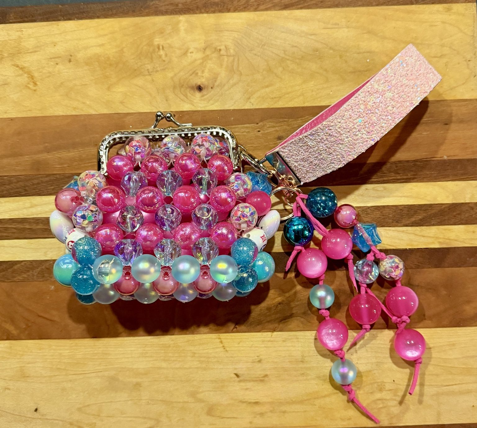 Pink Pop Acrylic Beaded Coin Bag photo 2