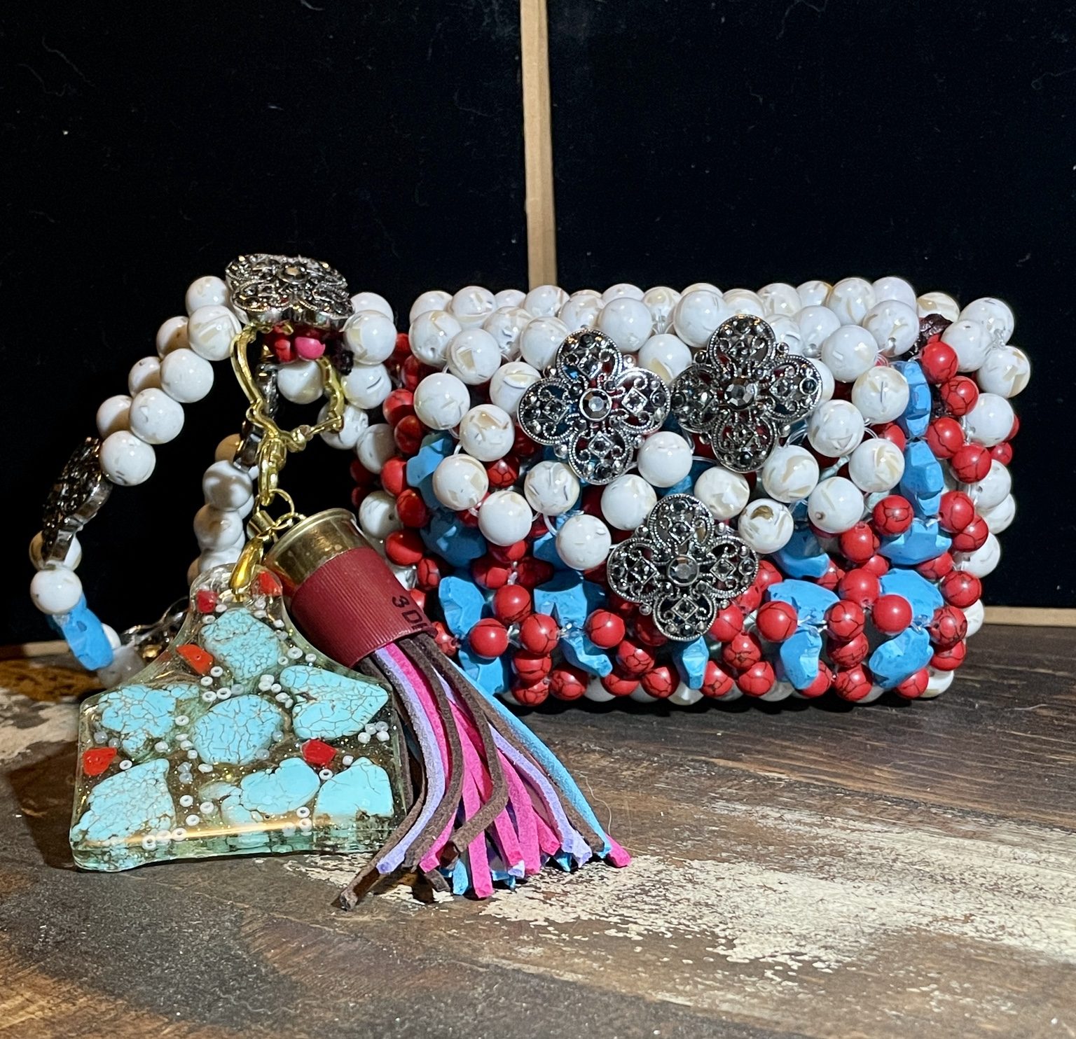 Red Rock Turquoise Beaded Bag view 1