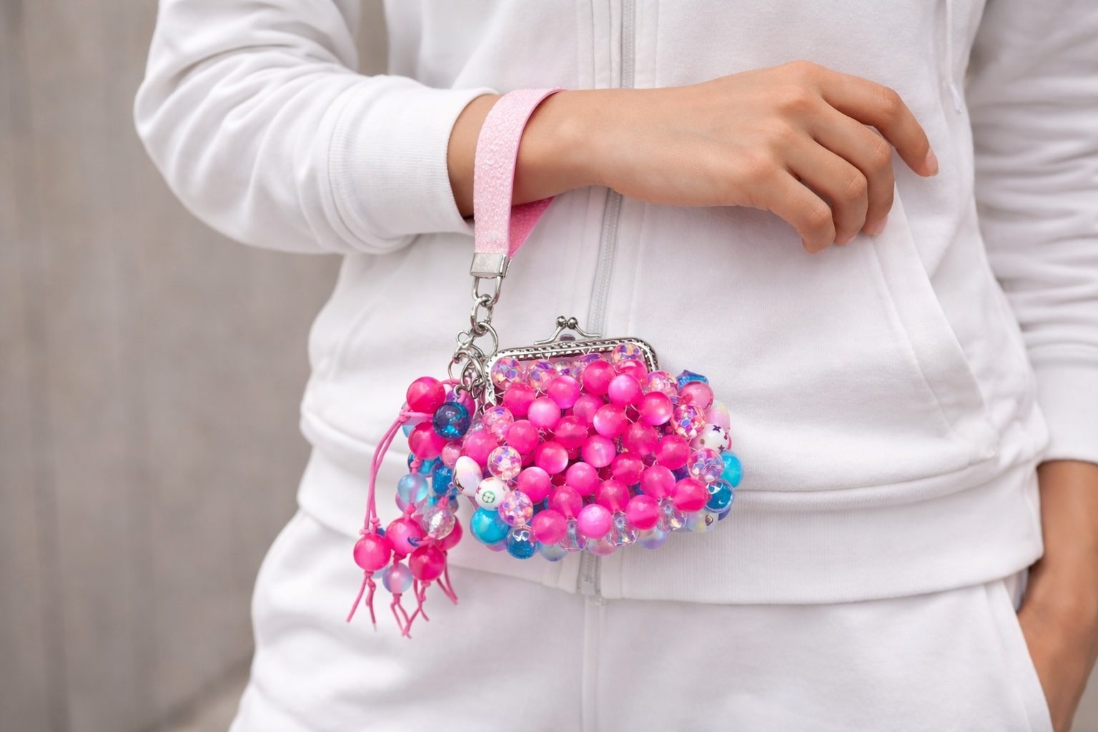 Pink Pop Acrylic Beaded Coin Bag photo 5