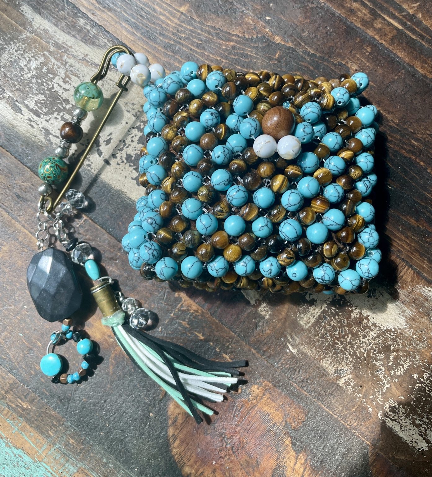 Desert Sky Tiger Eye Beaded Bag view 1
