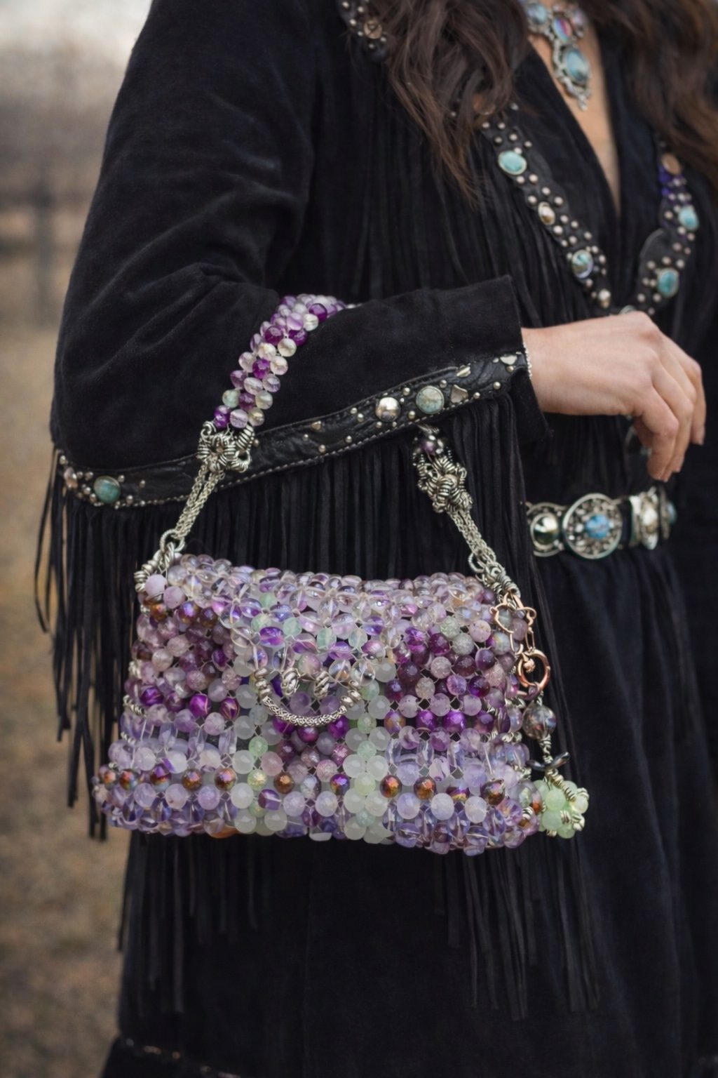 Purple Sage Glass Beaded Bag photo 5
