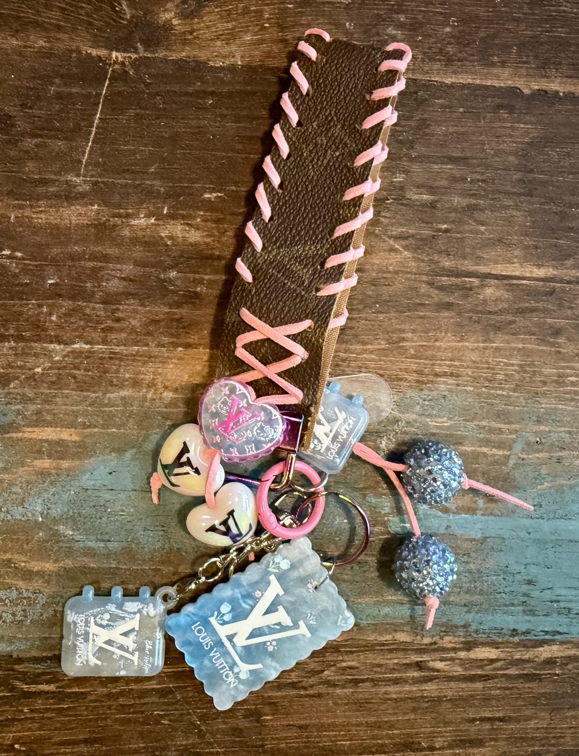 Pink Sky Up-Cycled Luxury Wristlet Keychain