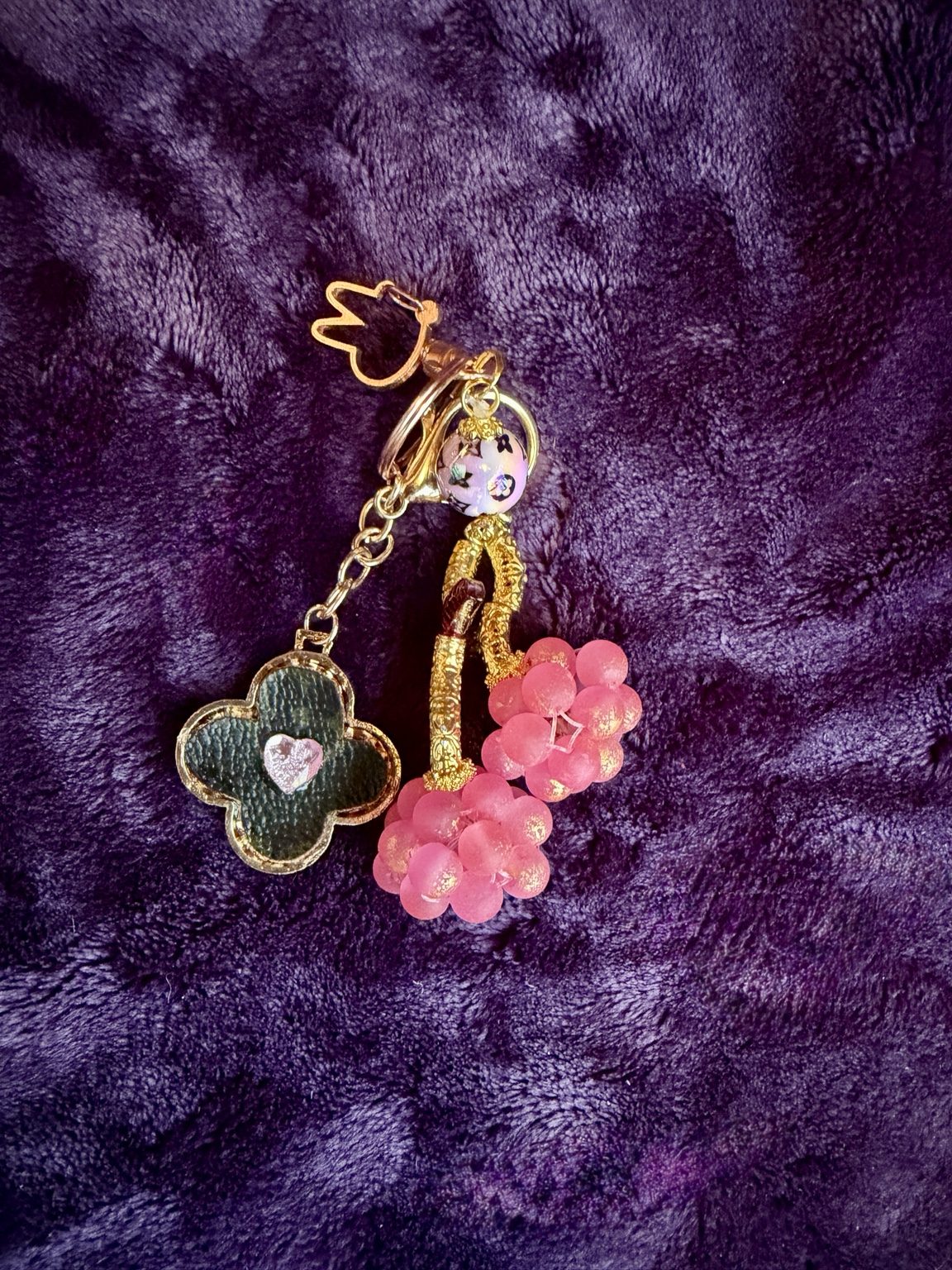 $8 Keychain #12 — Pink Berry Clover Keychain