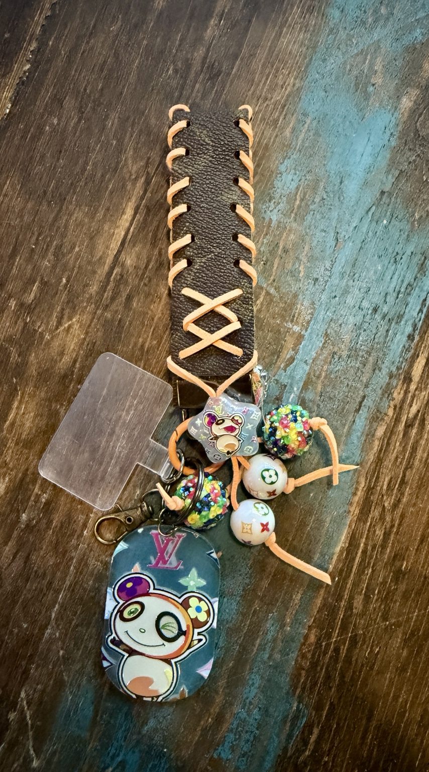 Boho Bear Up-Cycled Luxury Wristlet Keychain photo 1