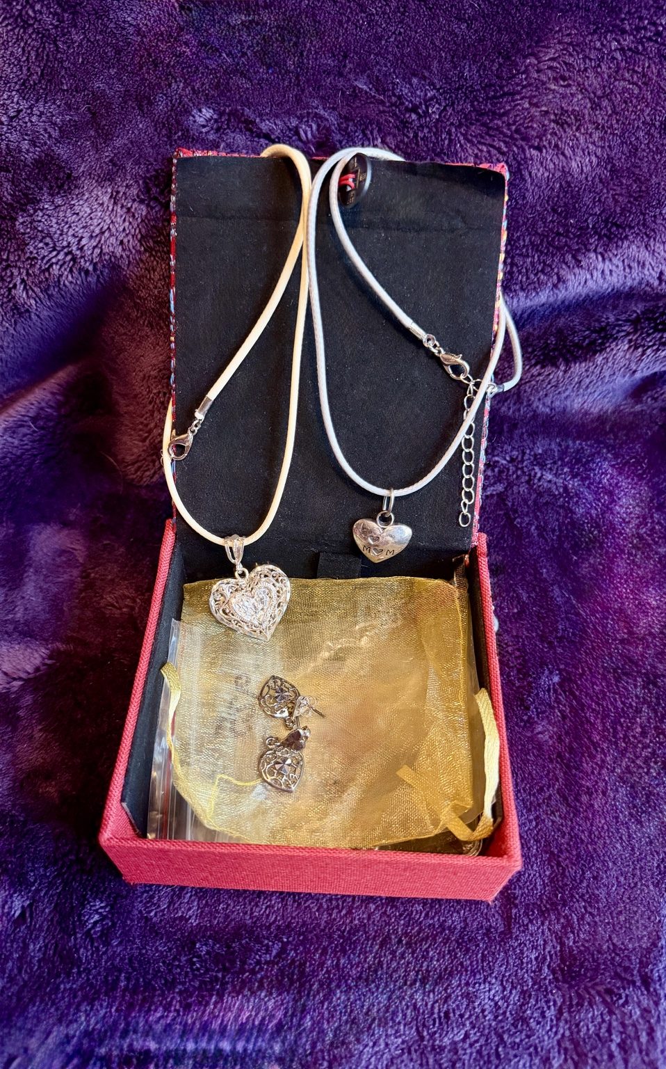 925 Sterling Silver Heart Jewelry Box Set