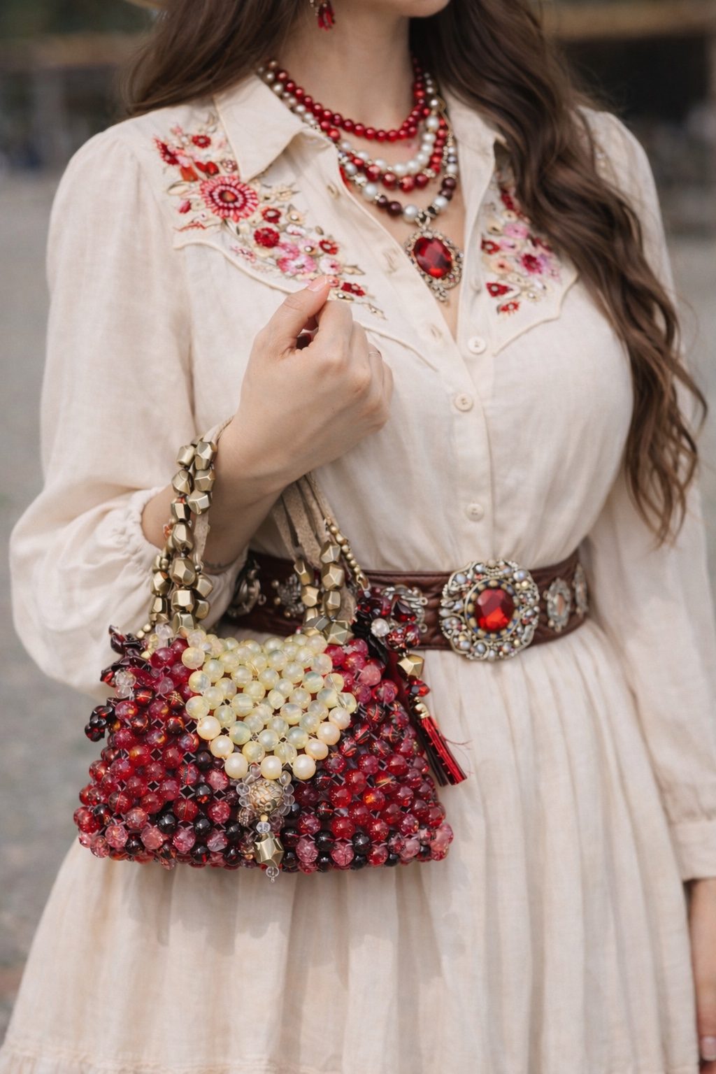 Ruby Ember Glass Beaded Bag photo 6
