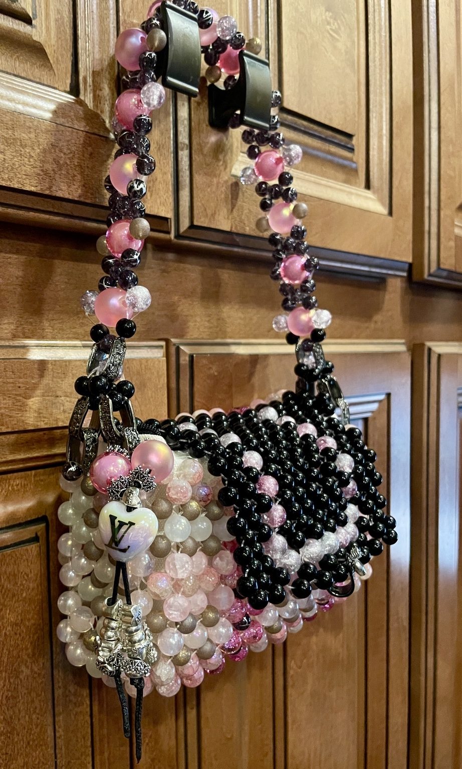 Pink Noir Beaded Shoulder Bag view 3