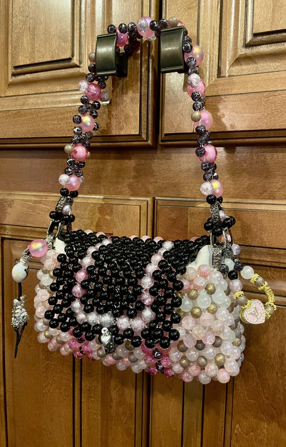 Pink Noir Beaded Shoulder Bag view 1