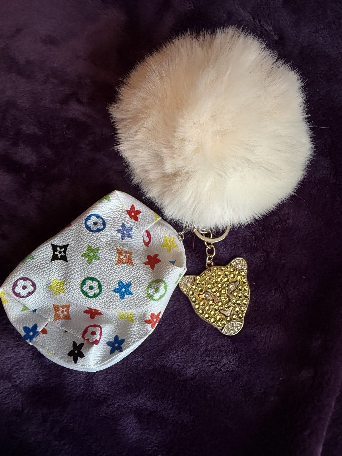 $6 Keychain #7 — Cream Pom Pouch Keychain