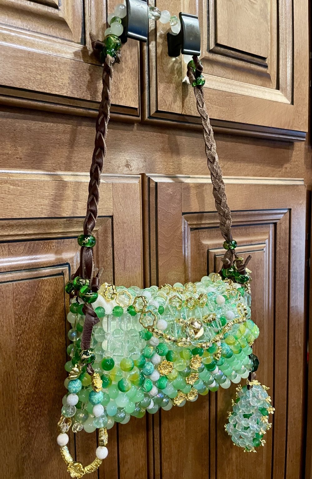 Emerald Meadow Glass Beaded Bag view 3