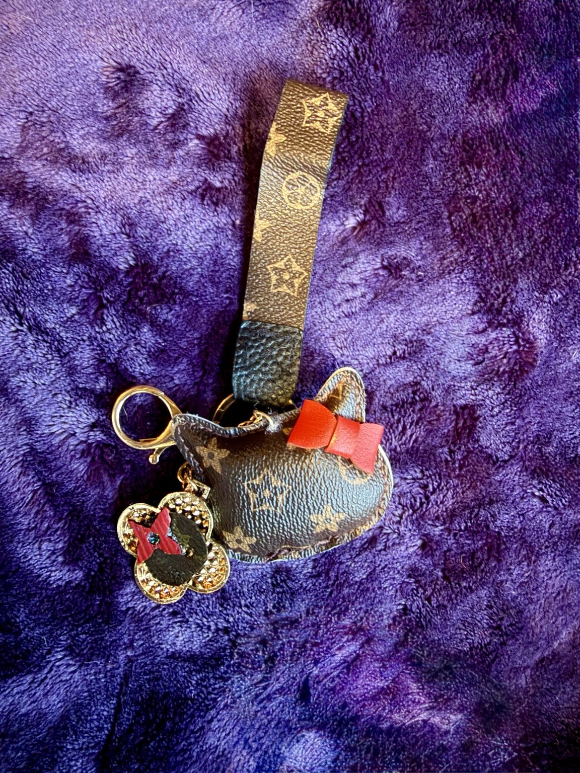 $8 Keychain #20 — Golden Brown Up-Cycled Kitty Wristlet Keychain
