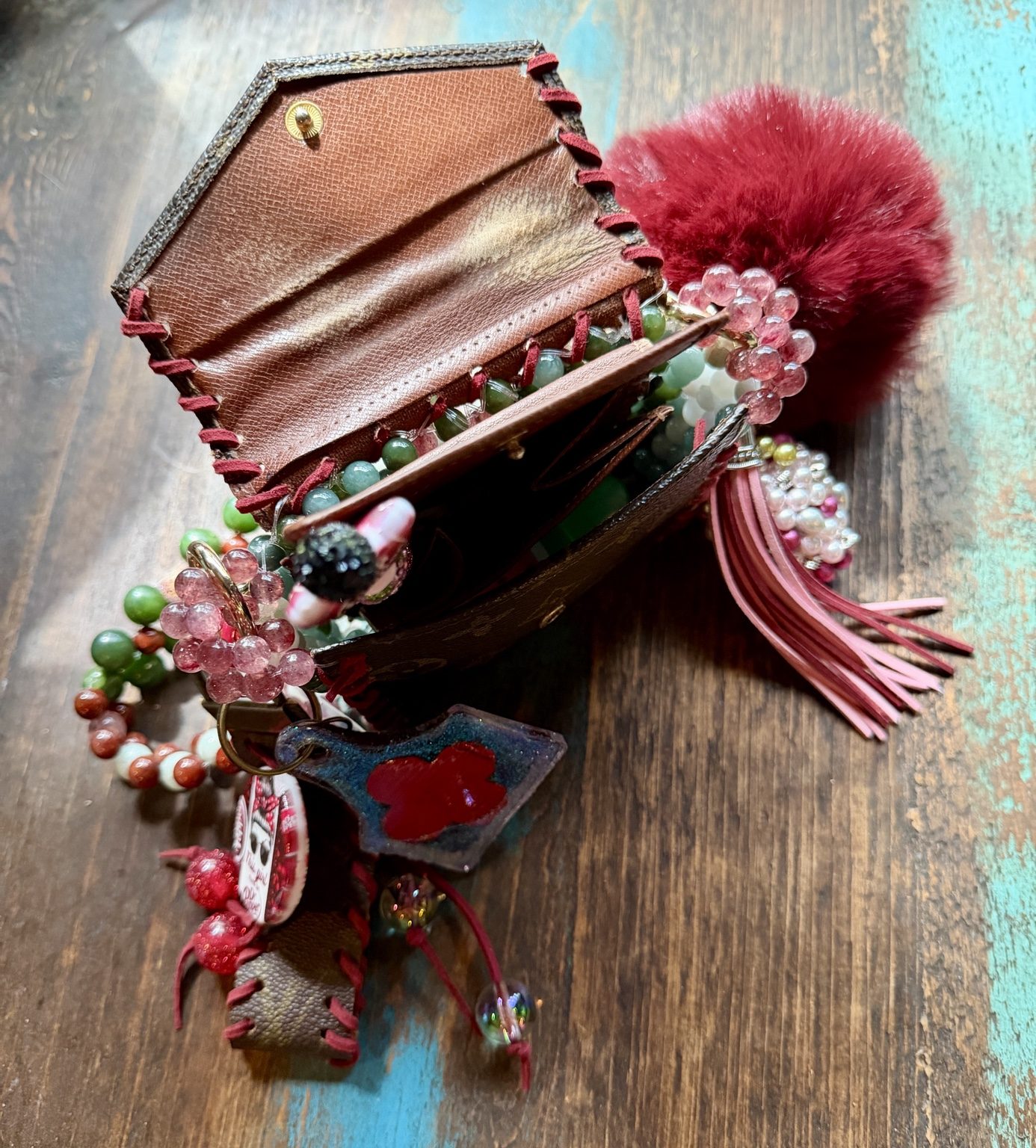 Desert Bloom Jade Up-Cycled Luxury Coin Purse photo 3