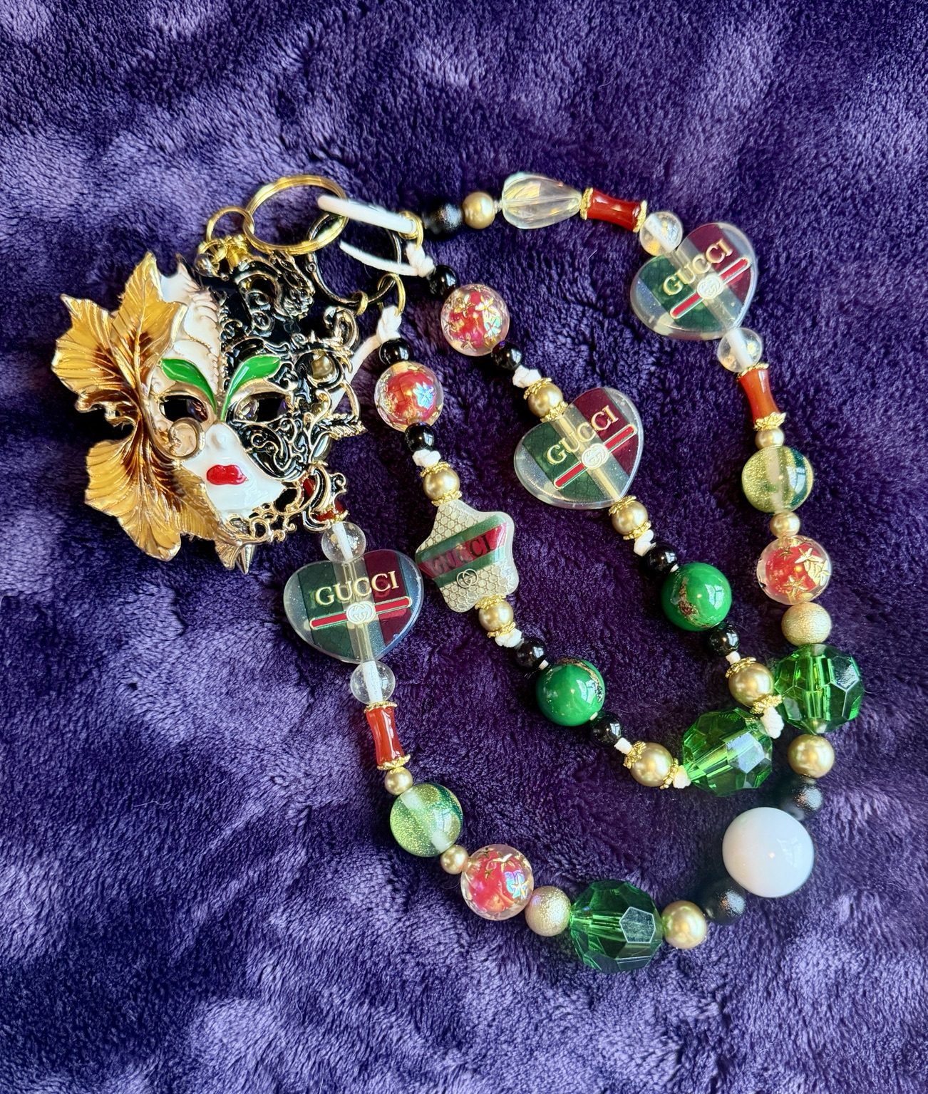 $10 Keychain #1 — Masquerade Glam Beaded Keychain